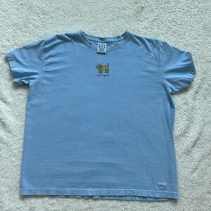 Life Is Good Tee Shirt XL Blue Tee Shirt - Dog with Bone